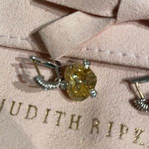 Authentic Judith Ripka diamond heart earrings